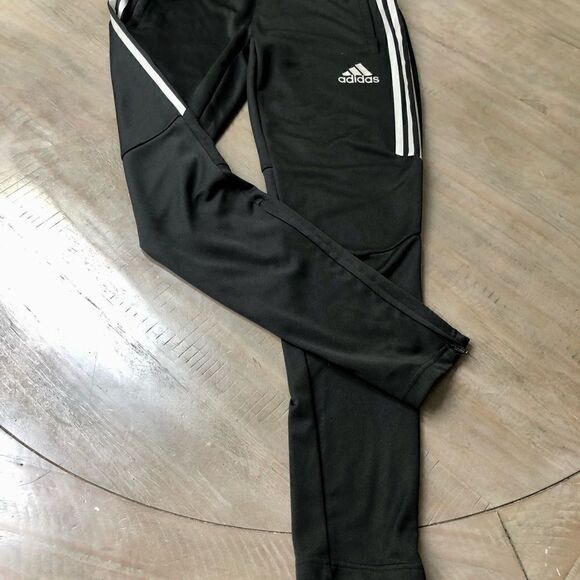 Adidas Trio, black leggings with triple grey stripes. - Picture 3 of 5